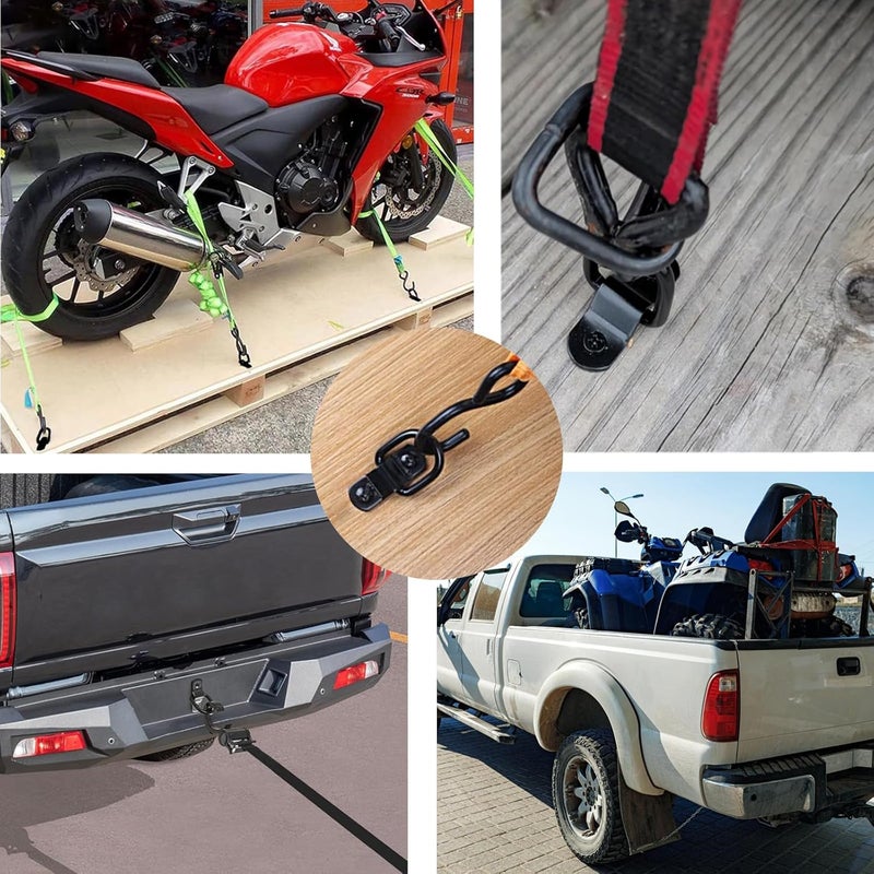 VEEBELL D Ring Tie Down Anchor 1/4" Heavy Duty Trailer Anchor Lashing Rings 2400 lbs Capacity Trailers Trucks Bed Anchors Bracket Hooks Kit for SUV,RV,Camper,Van,Car,Boats, Motorcycles Surface Mount (Black) - Image 5